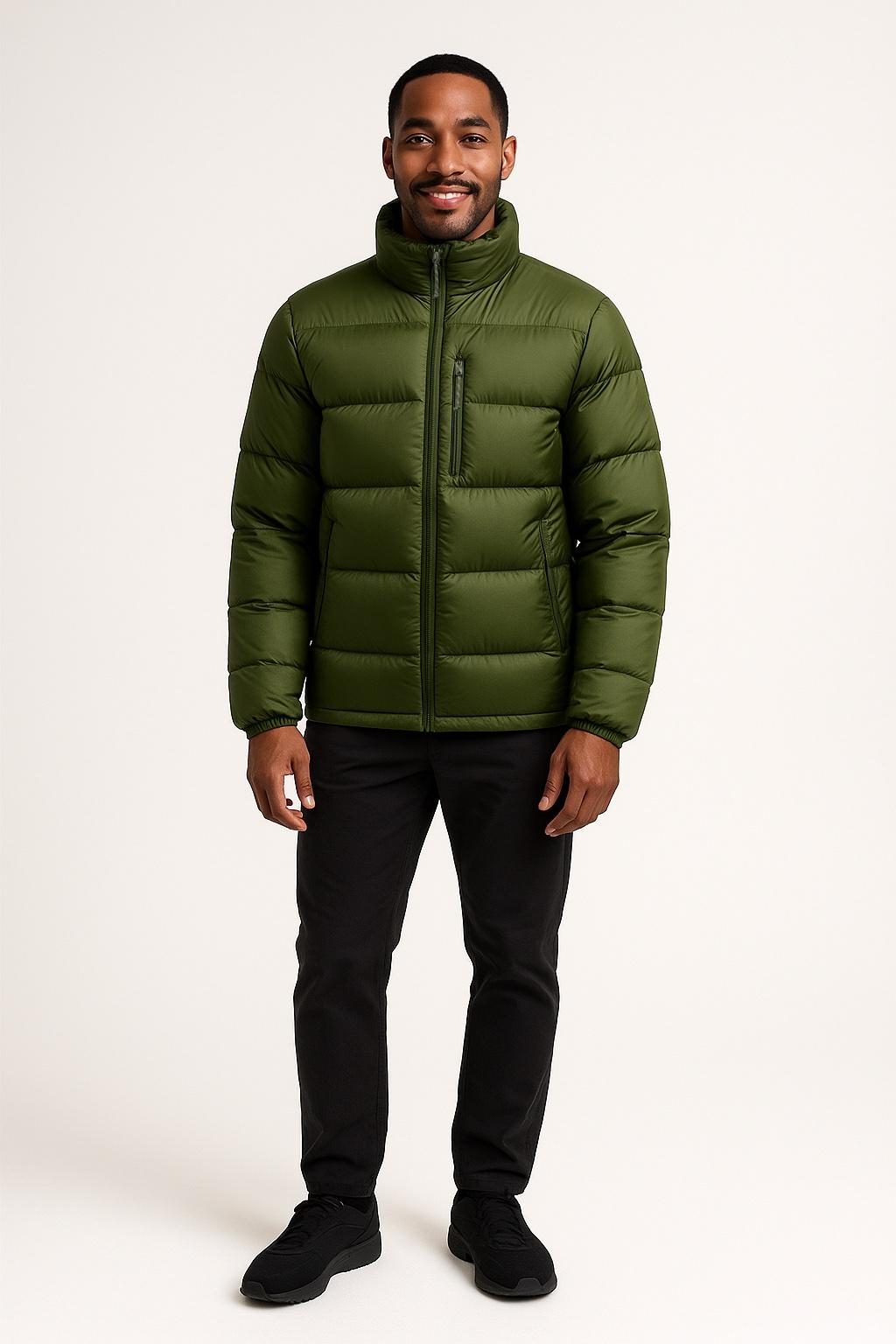 AI-generated model scene — Green Jacket